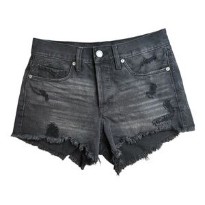 NWOT Blank NYC Black Distressed Jean Shorts High-Waisted Frayed Hem